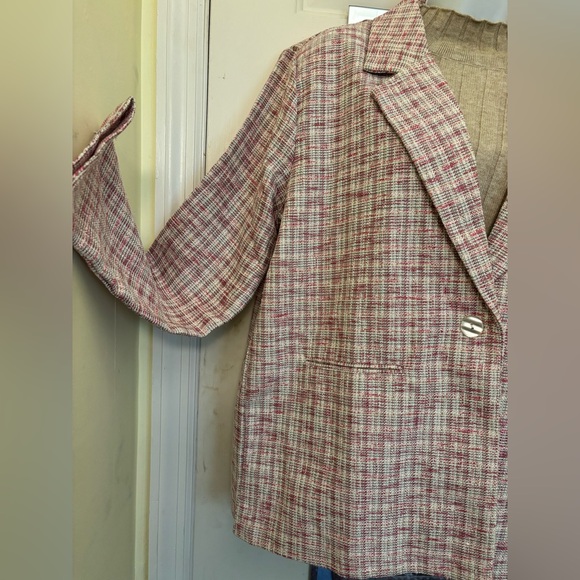 Tudor court blazer/jacket/coat! Pink & white checkered! XL 44 - Picture 9 of 14